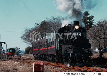 The SL Moka leaves the station, powerfully spewing steam (film photo style) __ 2024/3/2 photo 113424030