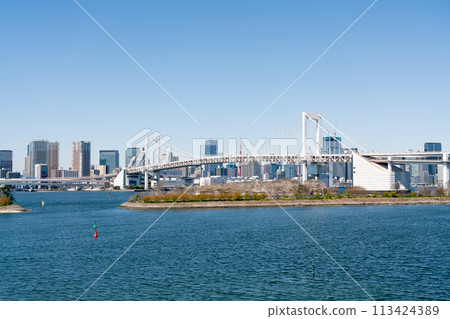 [Tokyo] Rainbow Bridge and Tokyo Tower as seen from Odaiba 113424389