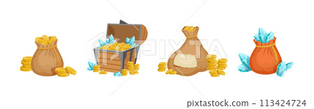 Pirate Treasure and Riches with Gem and Gold Vector Set Pirate Treasure and Riches with Gem and Gold Vector Set 113424724