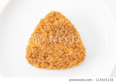 Frozen grilled rice balls on a white background 113425138