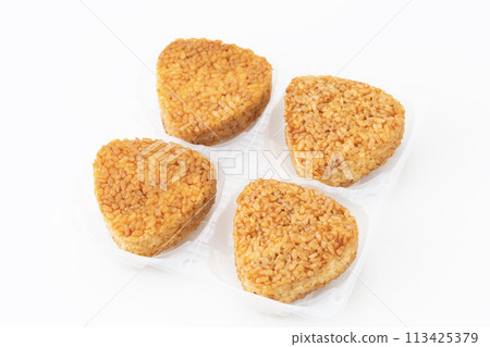 Frozen grilled rice balls on a white background 113425379