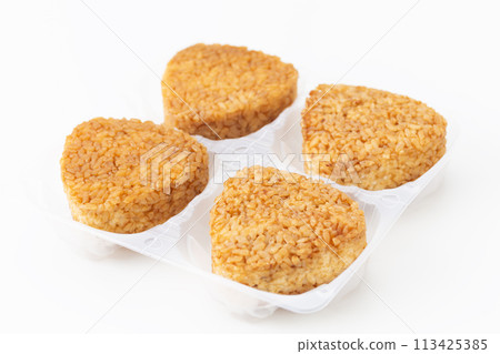 Frozen grilled rice balls on a white background 113425385