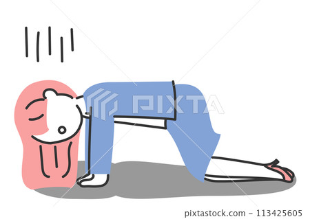 一名目瞪口呆的女子雙手雙膝跪在地上的插圖 113425605