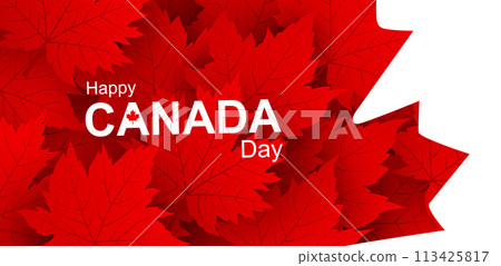 Canada day 1st of july banner design of maple leaves on white background Vector illustration 113425817