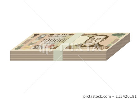 新紙幣、新版 10,000 日元紙幣、一捆 100 萬日元、腰帶、澀澤英一 新紙幣、新版 10,000 日元紙幣、一捆 100 萬日元、腰帶、澀澤英一 113426181