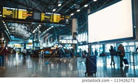 Airport Flight Information Display Mockup: A dynamic image capturing the essence of travel, showing a large flight information display with a blank screen. Ai generation Airport Flight Information Display Mockup: A dynamic image capturing the essence of travel, showing a large flight information display with a blank screen. Ai generation 113426273