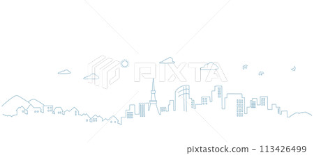 城市風景線描城市背景素材 城市風景線描城市背景素材 113426499