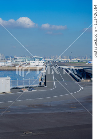 Airport, airplane, Haneda Airport, engine, morning, bright, control tower, terminal, runway D 113426564