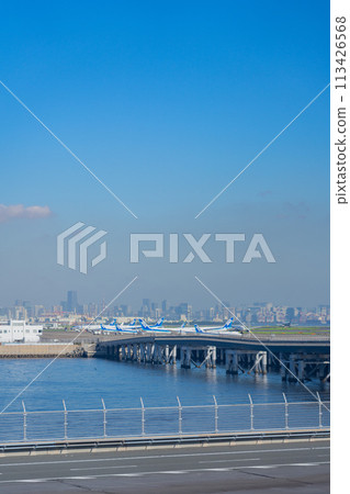 Airport, airplane, Haneda Airport, engine, morning, bright, control tower, terminal, runway D 113426568