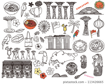 新加坡手寫插圖（東南亞、旅遊、文化、旅遊） 113426665