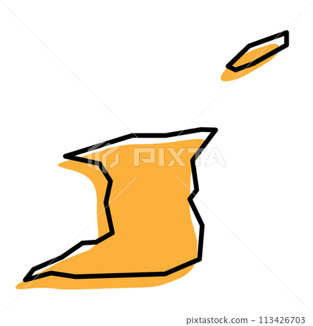 undefinedTrinidad and Tobago country simplified map. Orange silhouette with thick black sharp contour outline isolated on white background. Simple vector icon undefinedTrinidad and Tobago country simplified map. Orange silhouette with thick black sharp contour outline isolated on white background. Simple vector icon 113426703