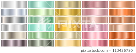 A set of colored gradients on a white background. Metallic gradient effects for the design of text and bulletin boards, infographics. 113426780