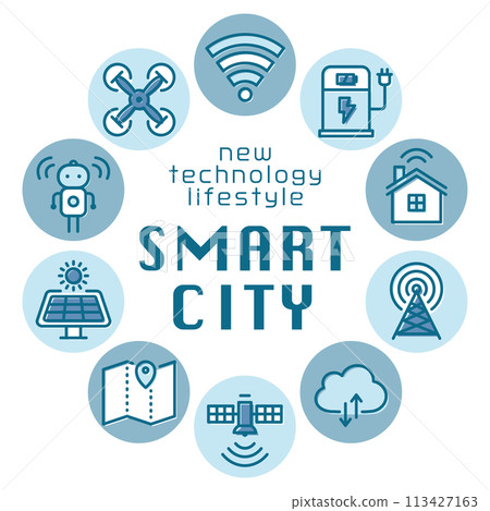 Smart City Round Frame Icon 113427163