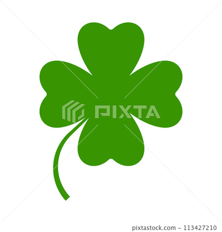 Flat shamrock icon. Clover four leaves logo. Green floral symbol. 113427210