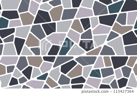 Mosaic stone tile floor seamless pattern background or terrazzo pavement, vector texture. Ceramic mosaic pattern of abstract broken rock stones or marble bricks and granite pieces for floor tile 113427364