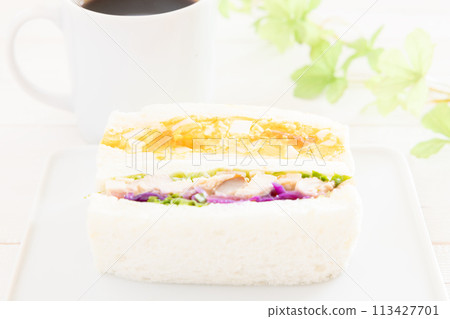 美味的雞蛋三明治和雞肉三明治 113427701