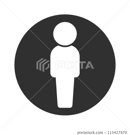 一個人站在黑色圓圈中的象形圖 — 基本人形圖標 113427870