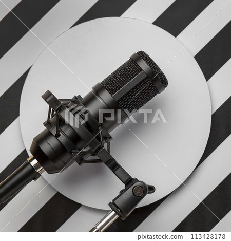 Microphone on modern background 113428178
