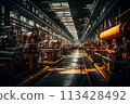 Production line at old dark factory 113428492