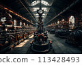 Production line at old dark factory 113428493