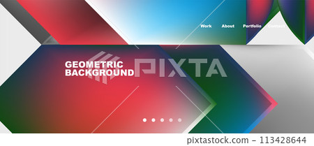 Colorful gradients with abstract geometric shapes. Vector Illustration For Wallpaper, Banner, Background, Card, Book Illustration, landing page Colorful gradients with abstract geometric shapes. Vector Illustration For Wallpaper, Banner, Background, Card, Book Illustration, landing page 113428644