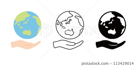 手和地球圖標永續發展目標環境問題氣候措施向量圖 113429014