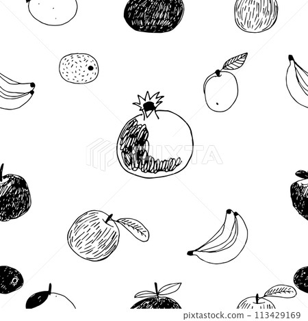 Seamless fruit doodle pattern Juicy Fruit Prints, Seamless fruit doodle pattern Juicy Fruit Prints, 113429169