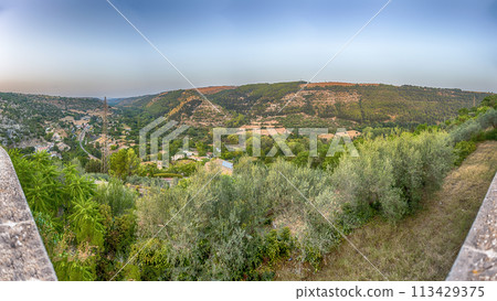 Panoramic view from Hyblean Garden in Ragusa, Sicily, Italy 113429375