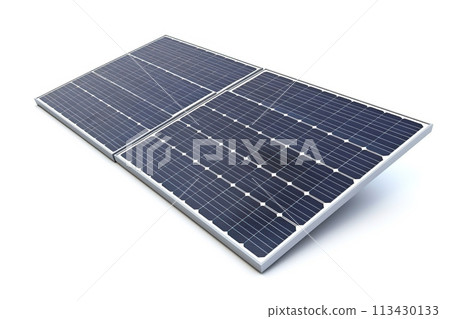 Solar panel on white background, isolate, alternative source. Clean technologies of future. AI generated. Solar panel on white background, isolate, alternative source. Clean technologies of future. AI generated. 113430133