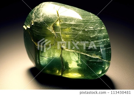 Zoisite fossil mineral stone. Geological crystalline fossil. Dark background close-up. Zoisite fossil mineral stone. Geological crystalline fossil. Dark background close-up. 113430481