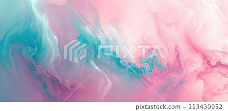 Lovely pink and light blue wavy abstract illustration, watercolor 113430952
