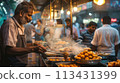 Mumbai. Mumbai's beloved vada pav draws a crowd at a bustling street stall 113431399