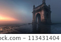 Mumbai. Sunrise at the iconic Gateway of India with the Arabian Sea backdrop and soft light on the arch 113431404