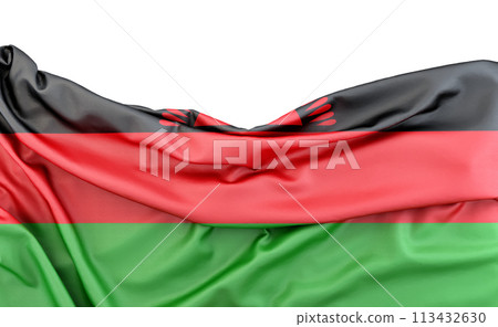 Flag of Malawi isolated on white background with copy space above. 3D rendering 113432630