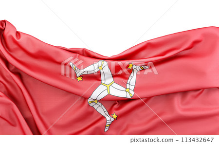 Flag of Isle of Man isolated on white background with copy space above. 3D rendering Flag of Isle of Man isolated on white background with copy space above. 3D rendering 113432647