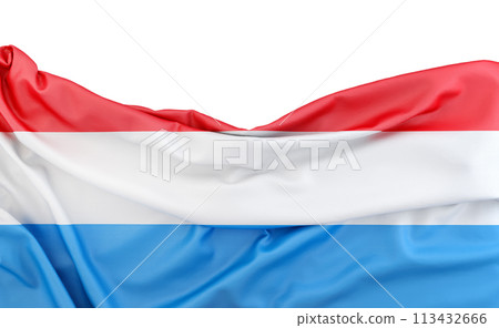 Flag of Luxembourg isolated on white background with copy space above. 3D rendering 113432666