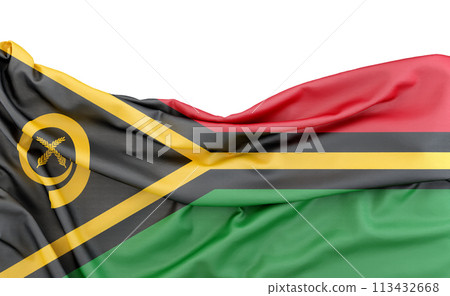 Flag of Vanuatu isolated on white background with copy space above. 3D rendering Flag of Vanuatu isolated on white background with copy space above. 3D rendering 113432668