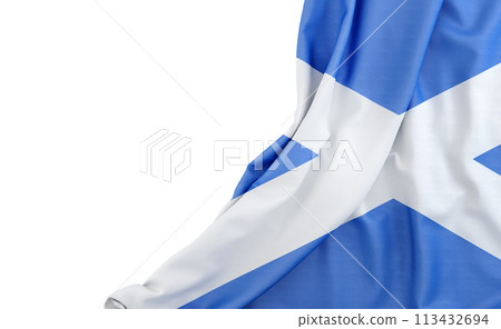 Flag of Scotland with empty space on the left. Isolated. 3D Rendering 113432694