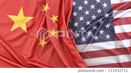 Flags of China and USA. 3D Rendering 113432711