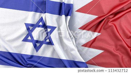 Flags of Israel and Bahrain. 3D Rendering Flags of Israel and Bahrain. 3D Rendering 113432712