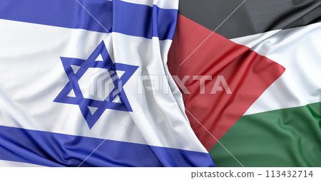 Flags of Israel and Palestine. 3D Rendering Flags of Israel and Palestine. 3D Rendering 113432714