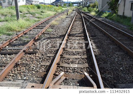 Railroad track branch point Railroad track branch point 113432915