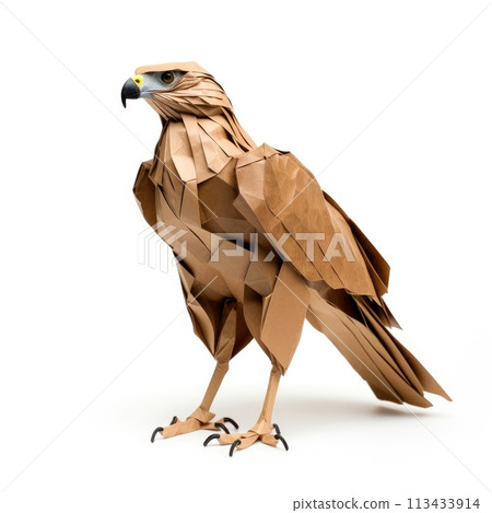 Colorful Origami hawk, Unique Paper Polygon Artwork, Ideal Pet Concept, Ai Generated 113433914