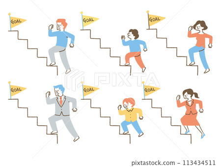 一群人朝著 goal_color 爬樓梯 一群人朝著 goal_color 爬樓梯 113434511