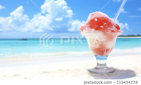Beautiful tropical beach and shaved ice AI image Beautiful tropical beach and shaved ice AI image 113434778