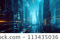 abstract business background with high rise glass buildings at night.  113435036