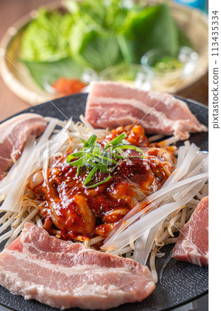 Delicious Korean food Pork 113435334