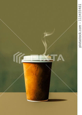 A cup of coffee with steam coming out of it 113435481