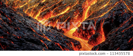 火山岩表面與流動的熔岩 火山岩表面與流動的熔岩 113435578