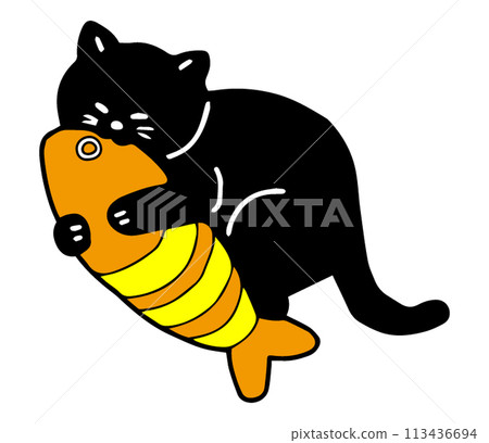 Cat playing with kick toy 113436694